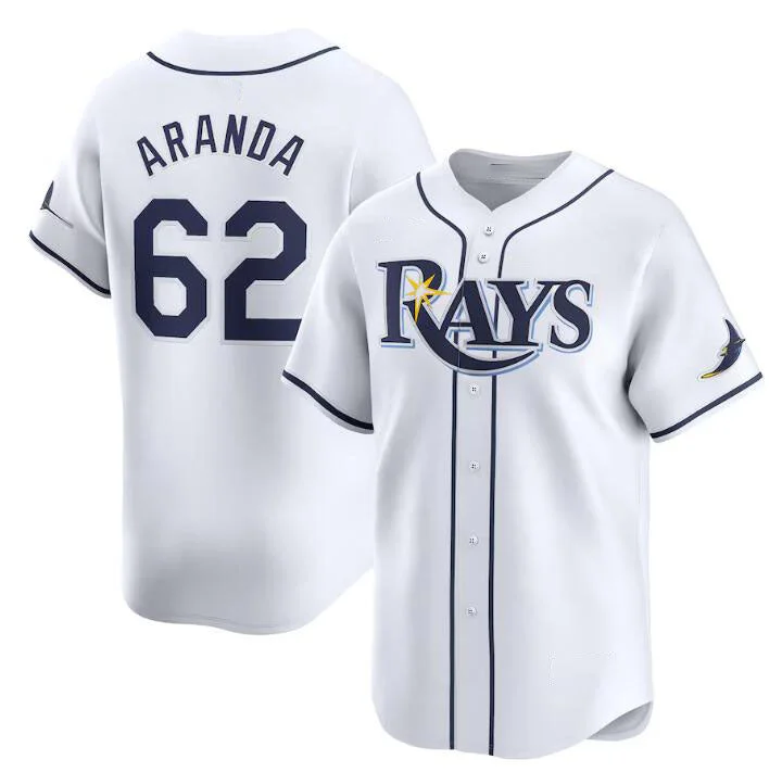 Tampa Bay Rays #62 Jonathan Aranda White Home Limited Stitched Baseball Jersey-NBA Team Player Jersey Sale -