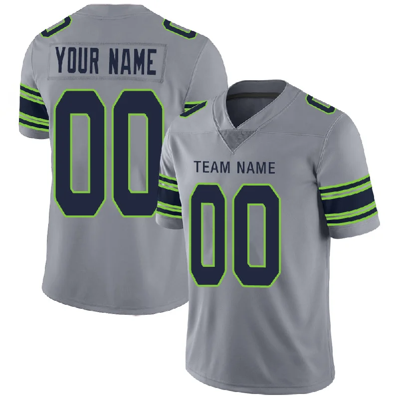 Custom S.Seahawks Stitched American Football Jerseys Personalize Birthday Gifts Grey Jersey-NBA Authentic Game Jersey -