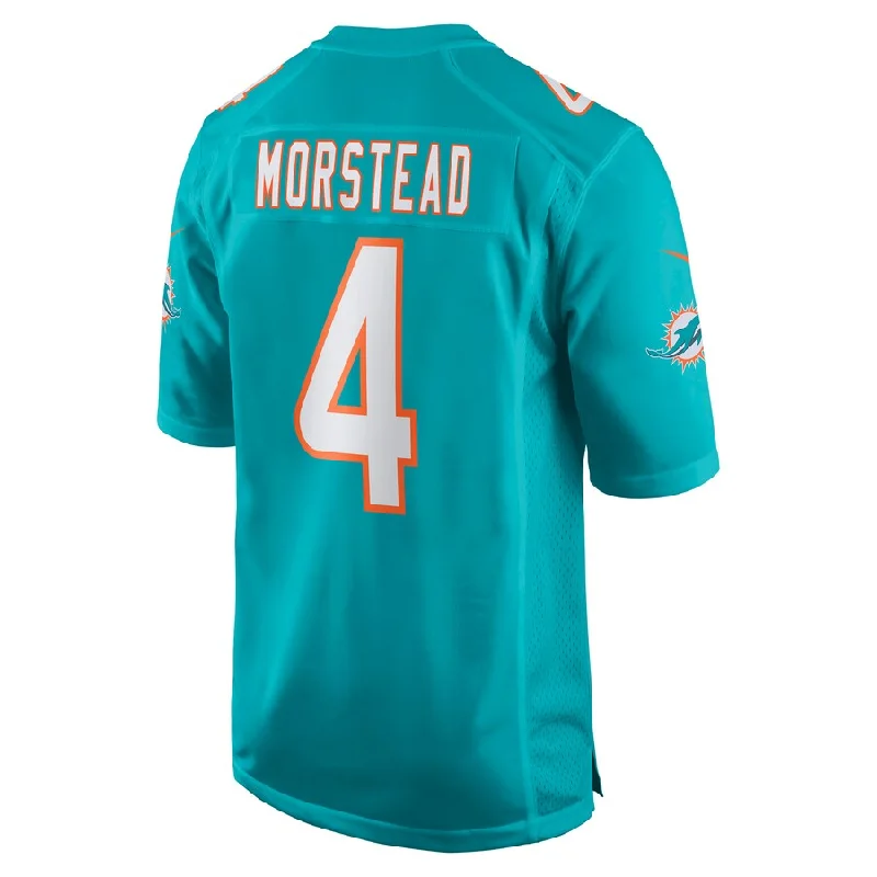 M.Dolphins #4 Thomas Morstead Aqua Game Jersey Stitched American Football Jerseys-NFL Football Jersey for All Fans -