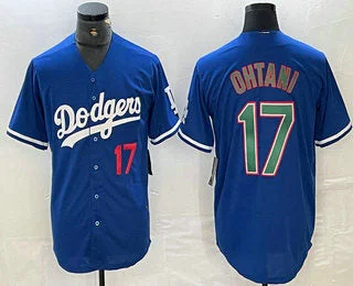 Los Angeles Dodgers #17 Shohei Ohtani Number Blue Green Stitched Cool Base Jersey Baseball Jerseys-NBA Special Edition Jersey -