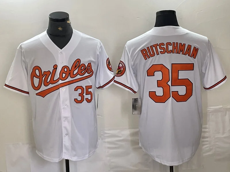 Baltimore Orioles #35 Adley Rutschman Number White Stitched Cool Base Jersey Baseball Jerseys-NBA Jersey with Embroidered Logo -