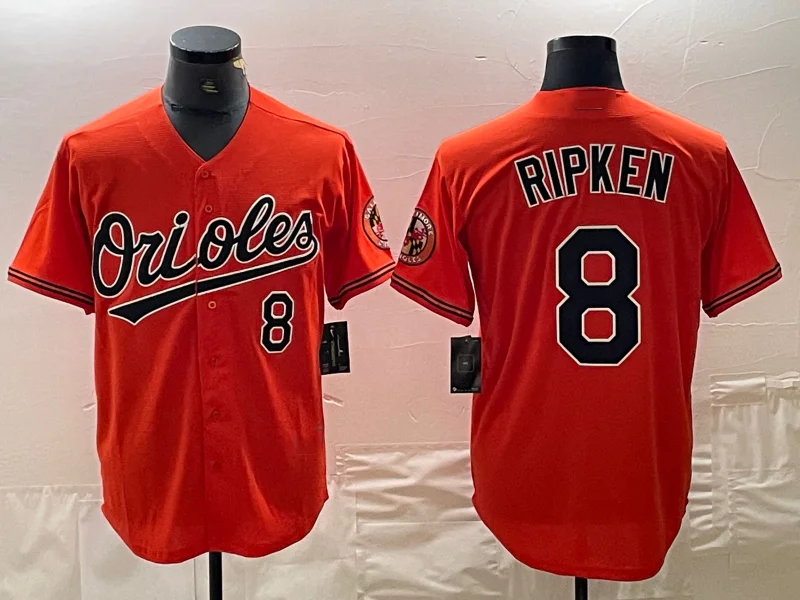 Baltimore Orioles #8 Cal Ripken Jr Number Orange Cool Base Stitched Jersey Baseball Jerseys-NBA Fan Jersey for Sale -