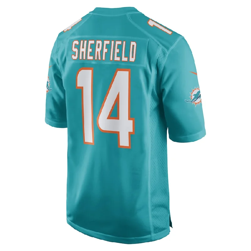 M.Dolphins #14 Trent Sherfield Aqua Game Player Jersey Stitched American Football Jerseys-NFL Jersey Online Store -