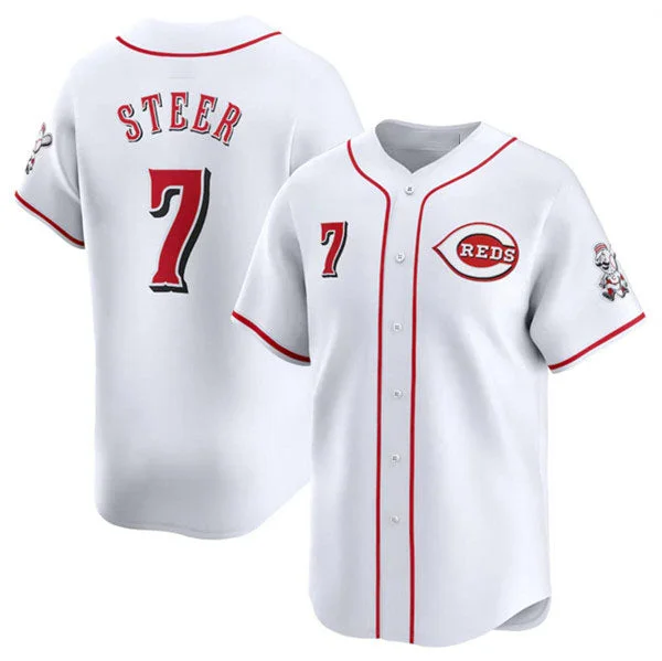 Cincinnati Reds #7 Spencer Steer White Home Limited Stitched Baseball Jersey-NBA Youth Team Jersey -