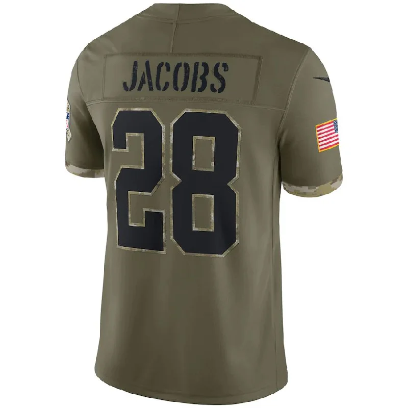 LV. Raiders #28 Josh Jacobs Olive 2022 Salute To Service Limited Jersey Stitched American Football Jerseys-NFL Fan Jersey Sale -