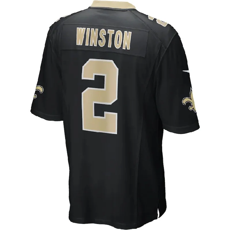 NO.Saints #2 Jameis Winston Black Game Jersey Stitched American Football Jerseys-NFL Limited Edition NFL Player Jersey -