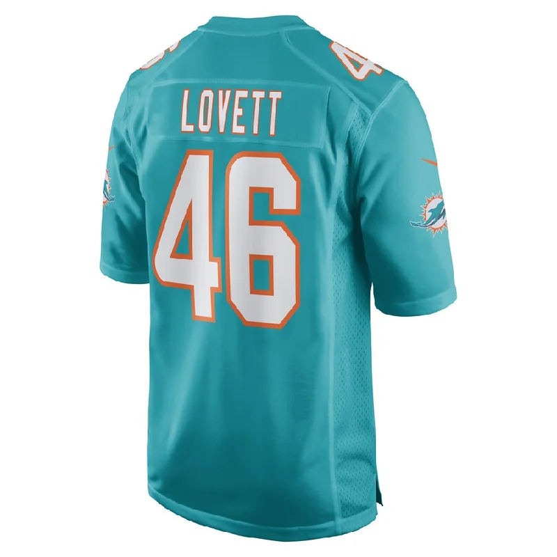 M.Dolphins #46 John Lovett Aqua Game Player Jersey Stitched American Football Jerseys-NFL Football Jersey for Sale -