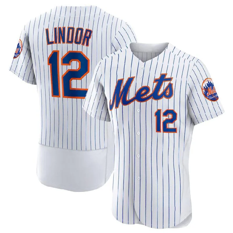 New York Mets #12 Francisco Lindor White Home Authentic Player Jersey Baseball Jerseys-NBA Player Jersey Sale -