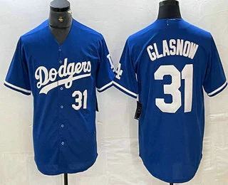 Los Angeles Dodgers #31 Tyler Glasnow Number Blue Stitched Cool Base Jerseys Baseball Jersey-NBA Custom Youth Jersey -