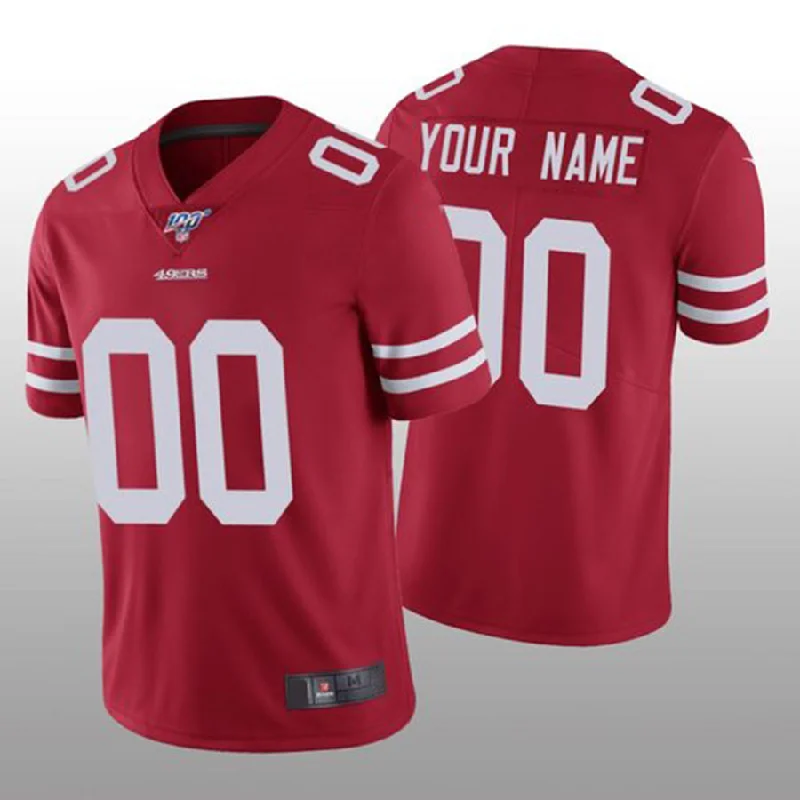 Custom SF.49ers Scarlet Vapor Limited 100th Season Jersey Stitched American Football Jerseys-NBA Team Jersey with Custom Numbers -