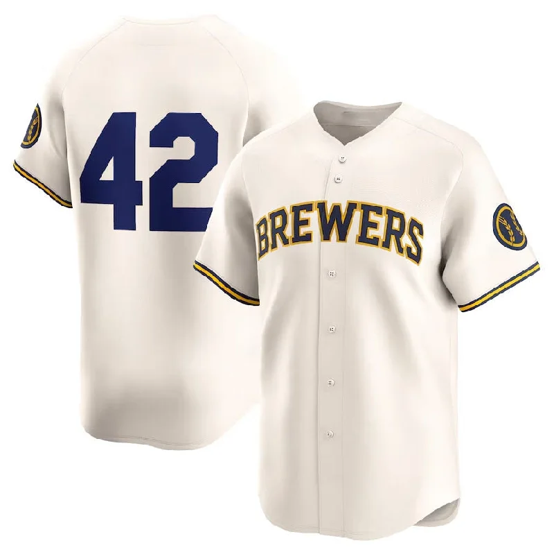 Milwaukee Brewers 2024 #42 Jackie Robinson Day Home Limited Jersey – Cream Stitches Baseball Jerseys-NBA Jersey with Number and Name -