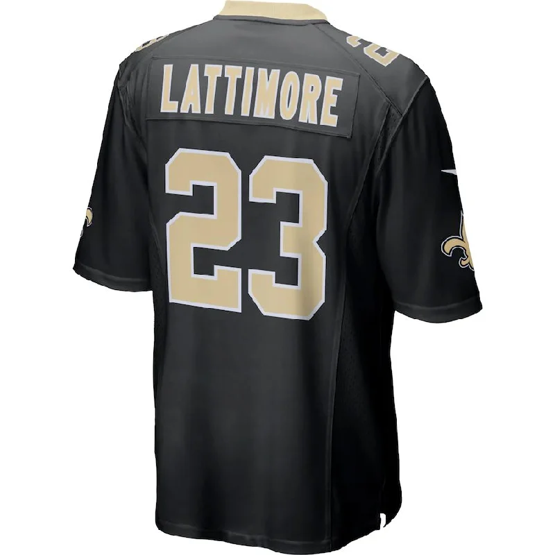 NO.Saints #23 Marshon Lattimore Black Game Jersey Stitched American Football Jerseys-NFL Authentic NFL Jersey -