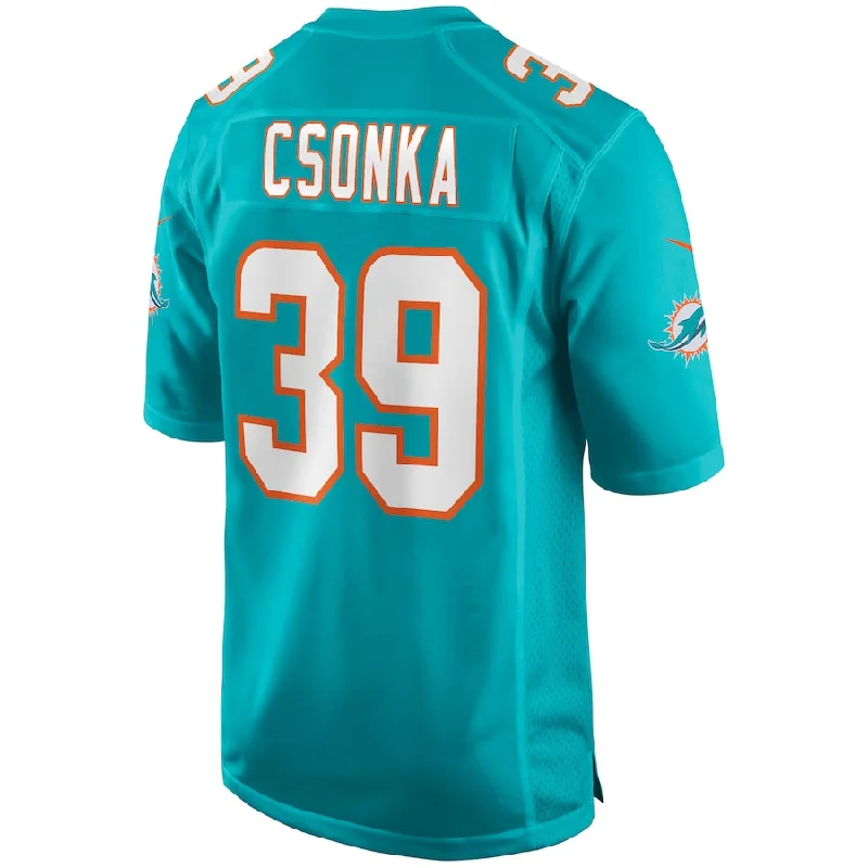 M.Dolphins #39 Larry Csonka Aqua Game Retired Player Jersey Stitched American Football Jerseys-NFL Team Jersey with Official Tag -