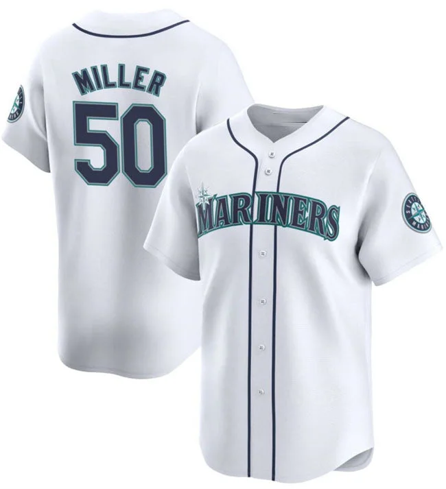 Seattle Mariners #50 Bryce Miller White Home Limited Stitched Baseball Jersey-NBA Jersey for Kids -