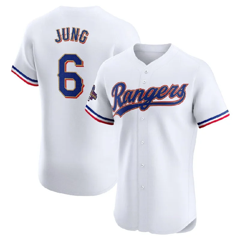 Texas Rangers #6 Josh Jung 2024 Gold Collection Elite Player Jersey – White Baseball Jerseys-NBA Customizable Jersey -