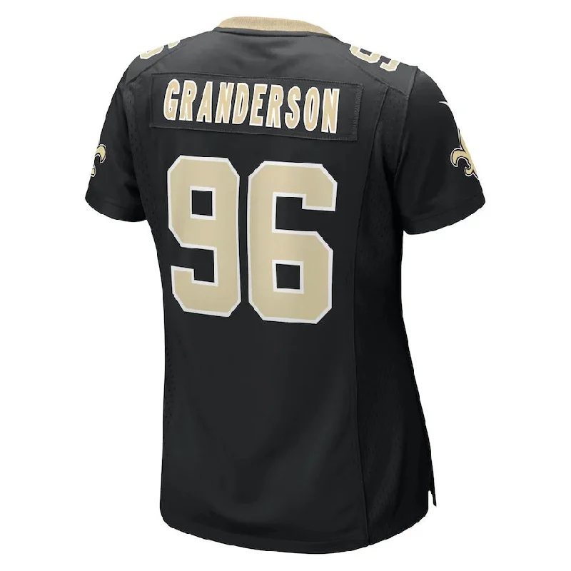 NO.Saints #96 Carl Granderson Black Game Jersey Stitched American Football Jerseys-NFL Football Jersey with Player's Number -