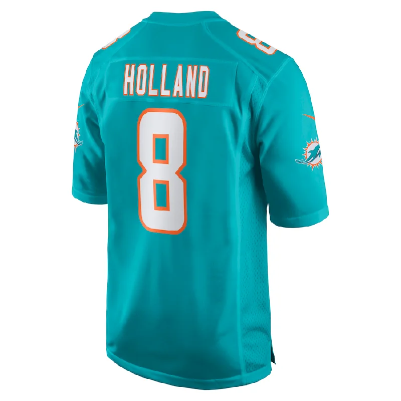 M.Dolphins #8 Jevon Holland Aqua Game Player Jersey Stitched American Football Jerseys-NFL Football Jersey Shop -