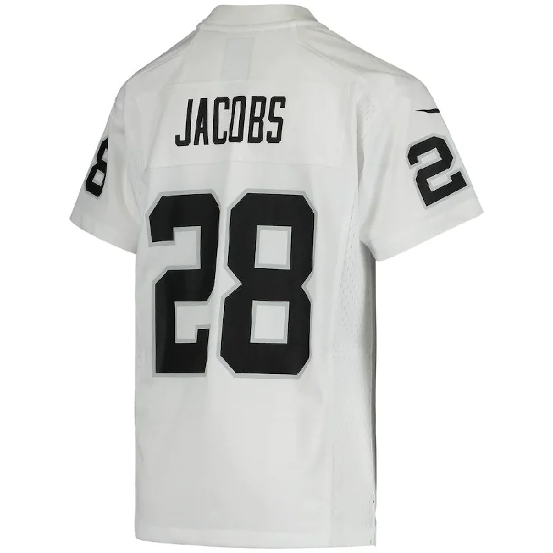 LV. Raiders #28 Josh Jacobs White Game Jersey Stitched American Football Jerseys-NFL Jersey with Custom Graphics -