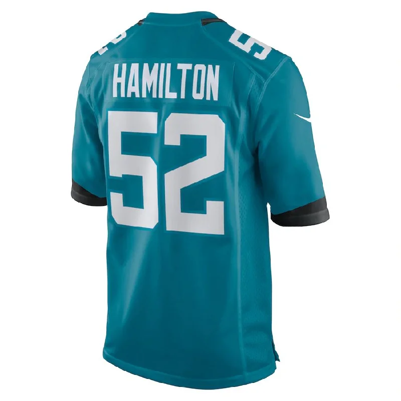 J.Jaguars #52 DaVon Hamilton Teal Game Jersey Stitched American Football Jerseys-NFL Signature Jersey Online -