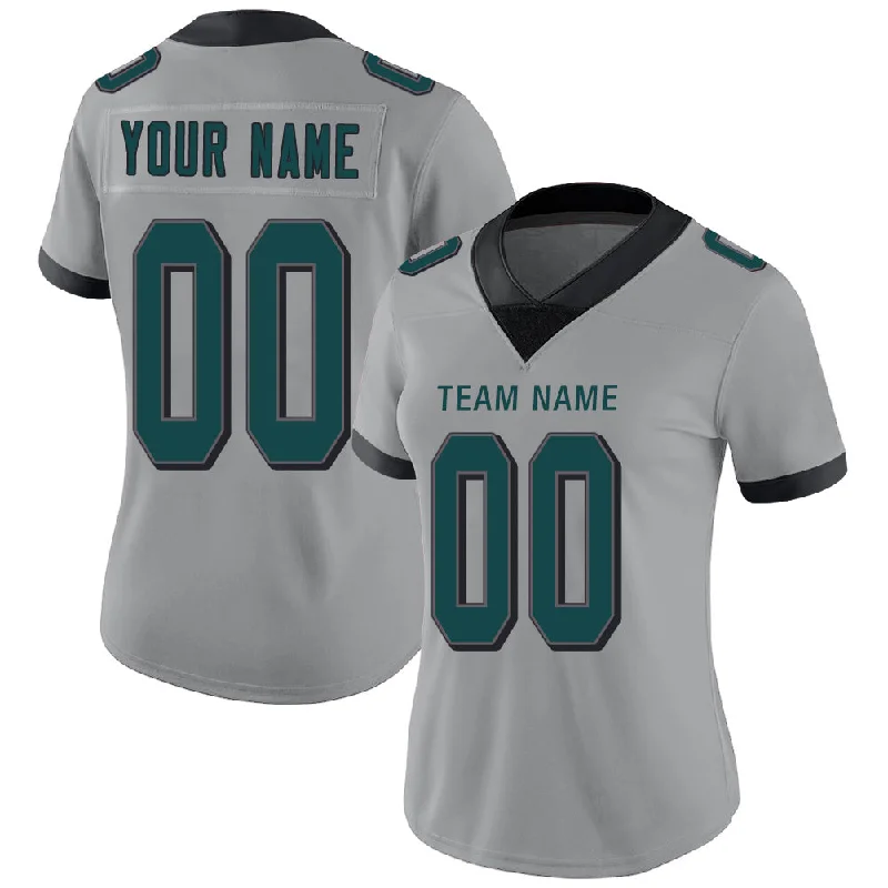 Custom P.Eagles Stitched American Football Jerseys Personalize Birthday Gifts Grey Jersey-NBA Elite Jersey -