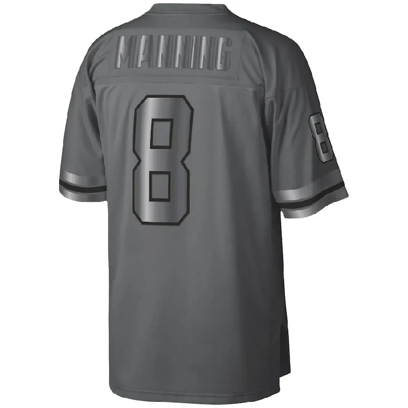 NO.Saints #8 Archie Manning Mitchell & Ness Charcoal 1979 Retired Player Metal Legacy Jersey Stitched American Football Jersey-NFL Player Jersey Custom Sale -