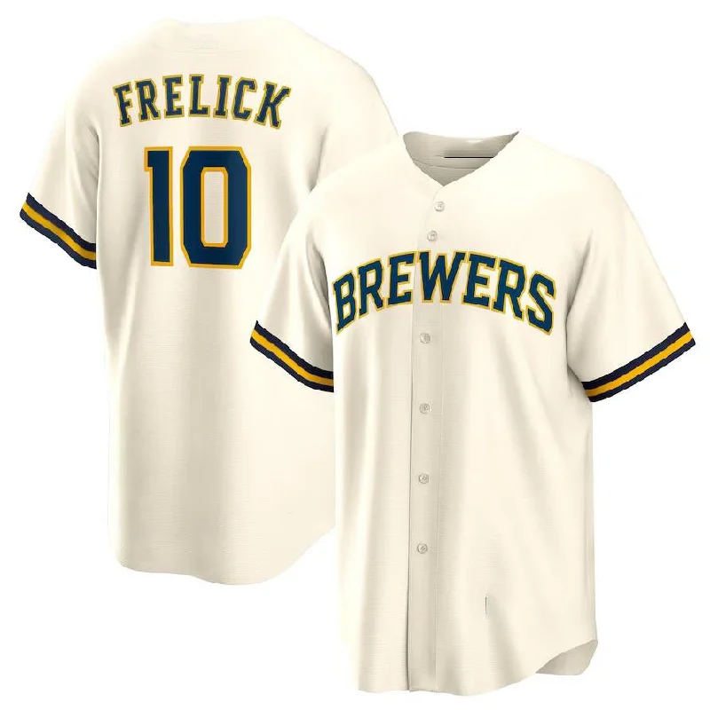 Milwaukee Brewers #10 Sal Frelick Cream Alternate Replica Player Jersey Baseball Jerseys-NBA Player Fan Gear Jersey -