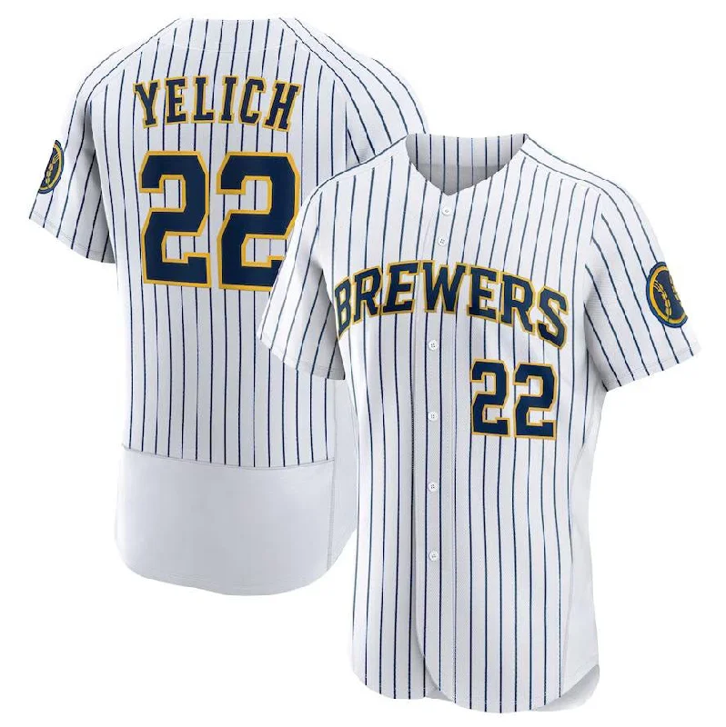 Milwaukee Brewers #22 Christian Yelich White Team Alternate Authentic Player Jersey Baseball Jerseys-NBA Special Graphics Jersey -