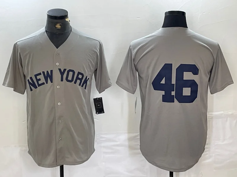 New York Yankees #46 Andy Pettitte 2021 Grey Field of Dreams Cool Base Stitched Baseball Jersey-NBA Retro Player Edition Jersey -