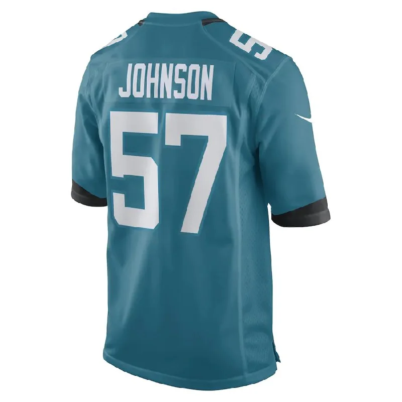 J.Jaguars #57 Caleb Johnson Teal Game Player Jersey Stitched American Football Jerseys-NFL Jersey for Football Fans -