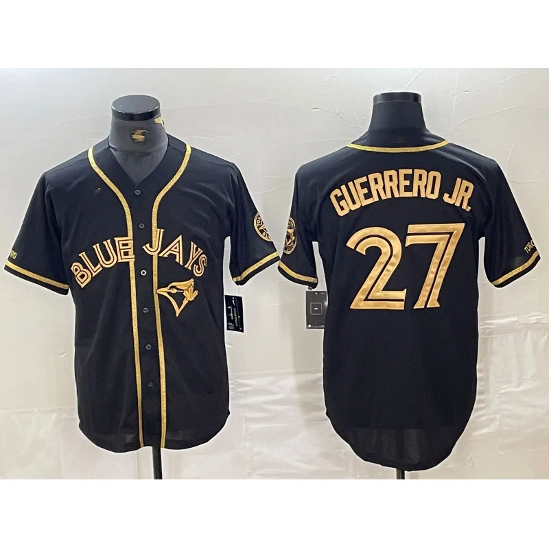 Toronto Blue Jays #27 Vladimir Guerrero Jr Black Gold Cool Base Stitched Baseball Jersey-NBA Authentic Team Jersey -