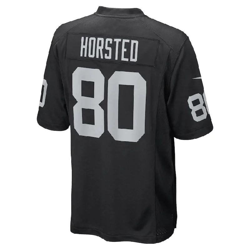 LV. Raiders #80 Jesper Horsted Black Game Player Jersey Stitched American Football Jerseys-NFL Player Jersey with Number -