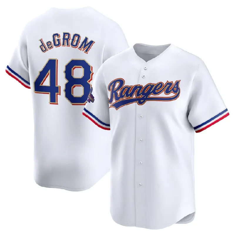 Texas Rangers #48 Jacob deGrom 2024 Gold Collection Limited Player Jersey – White Baseball Jerseys-NBA Player Edition Jersey -