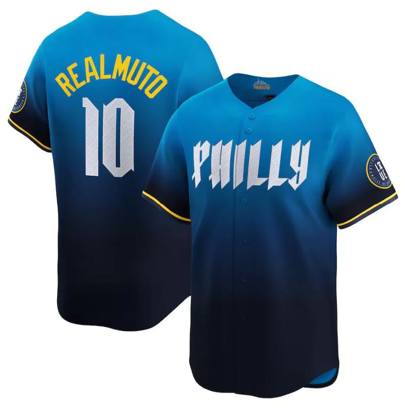 Philadelphia Phillies #10 J.T. Realmuto Blue 2024 City Connect Limited Stitched Baseball Jersey-NBA Basketball Jersey Free Shipping -