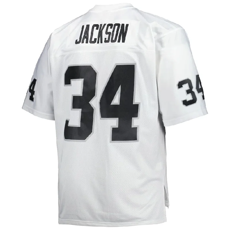 LV. Raiders #34 Bo Jackson Mitchell & Ness White Big & Tall 1988 Retired Player Replica Jersey Stitched American Football Jerseys-NFL Official NFL Game Jersey -