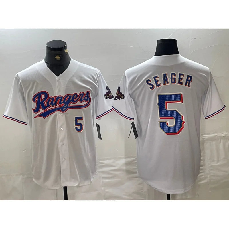 Texas Rangers #5 Corey Seager Number White 2024 Gold Collection Limited Cool Base Baseball Jersey-NBA Classic NBA Jersey -