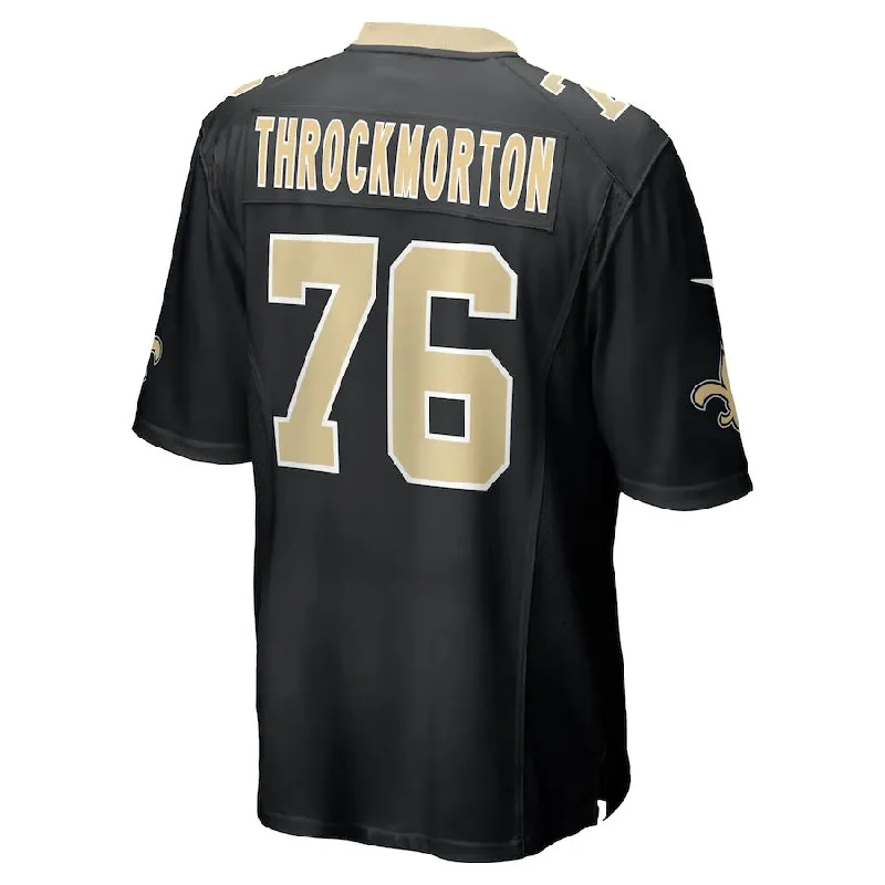 NO.Saints #76 Calvin Throckmorton Black Game Player Jersey Stitched American Football Jerseys-NFL Game Day Football Jersey Sale -