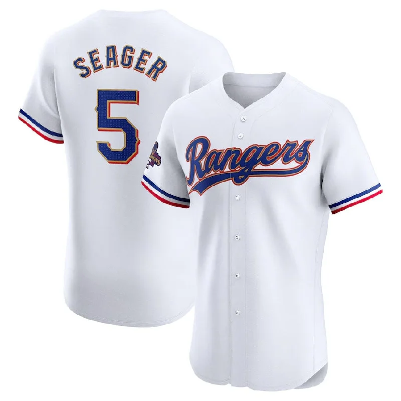 Texas Rangers #5 Corey Seager 2024 Gold Collection Elite Player Jersey – White Baseball Jerseys-NBA Jersey for Kids -