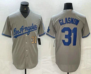 Los Angeles Dodgers #31 Tyler Glasnow Gray Alternate Team Logo Cool Base Jersey Baseball Jersey-NBA NBA Jerseys Free Shipping -