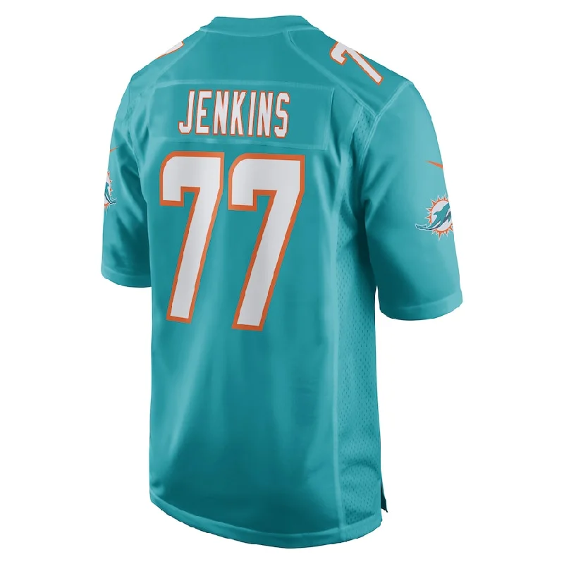 M.Dolphins #77 John Jenkins Aqua Game Player Jersey Stitched American Football Jerseys-NFL Men’s NFL Jersey -