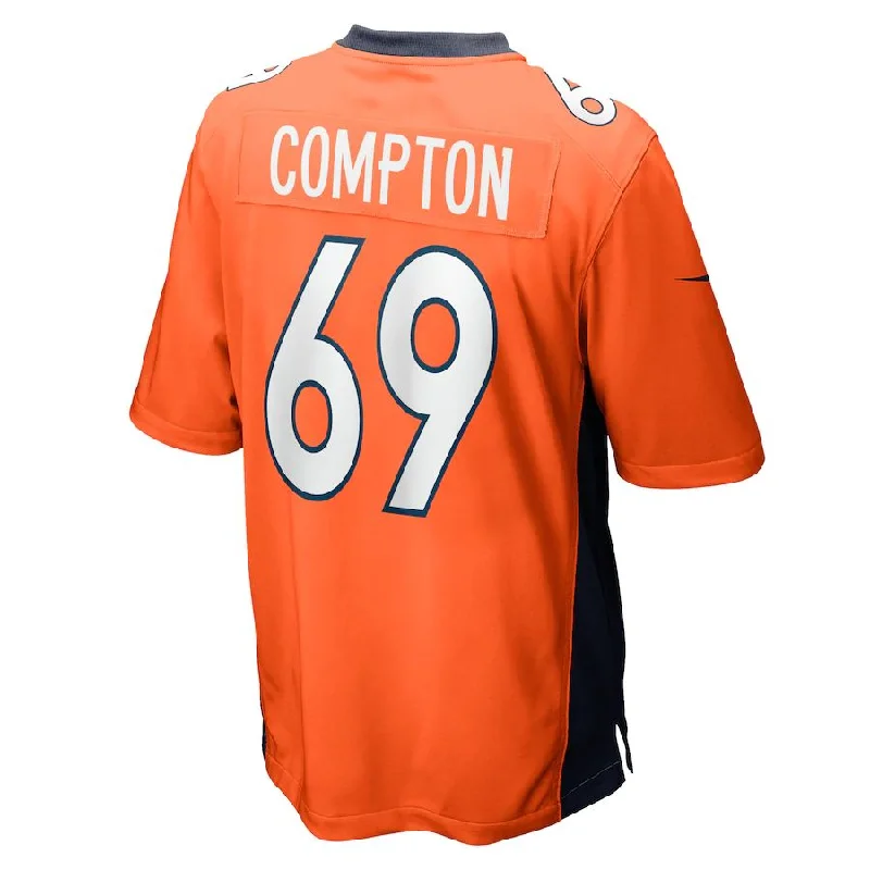 D.Broncos #69 Tom Compton Orange Game Player Jersey Stitched American Football Jerseys-NFL Authentic Football Jerseys -