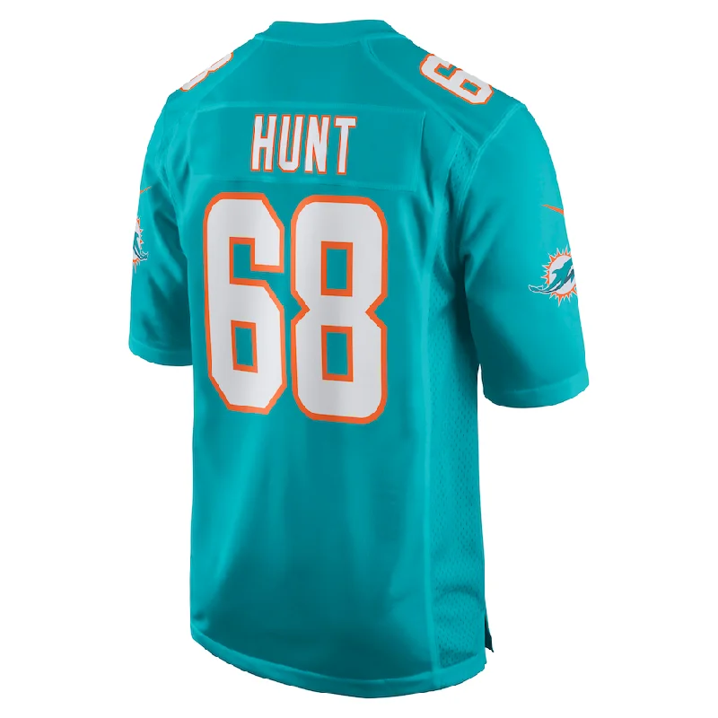 M.Dolphins #68 Robert Hunt Aqua Game Jersey Stitched American Football Jerseys-NFL Football Jersey with Player Number -