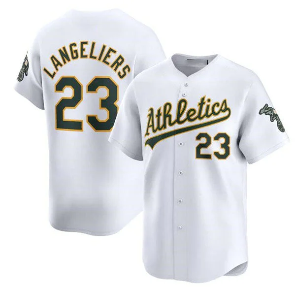 Oakland Athletics #23 Shea Langeliers White Home Limited Stitched Baseball Jersey-NBA Team Jersey with Custom Names -