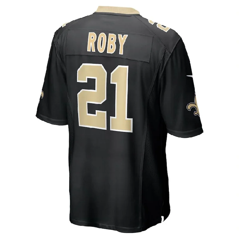 NO.Saints #21 Bradley Roby Black Game Jersey Stitched American Football Jerseys-NFL Football Jersey with Team Patch -