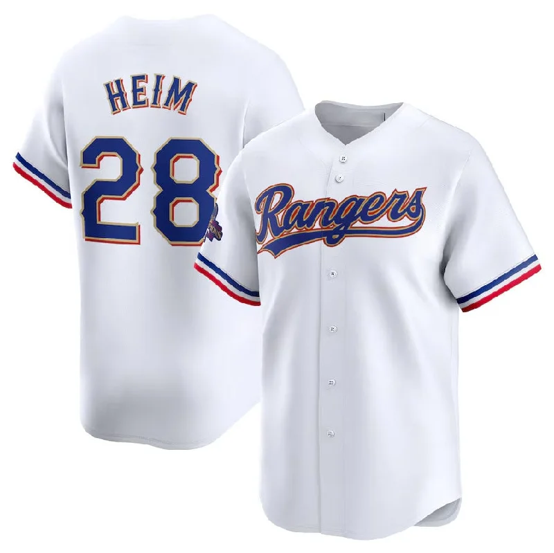 Texas Rangers #28 Jonah Heim 2024 Gold Collection Limited Player Jersey – White Baseball Jerseys-NBA Custom Jersey Online -