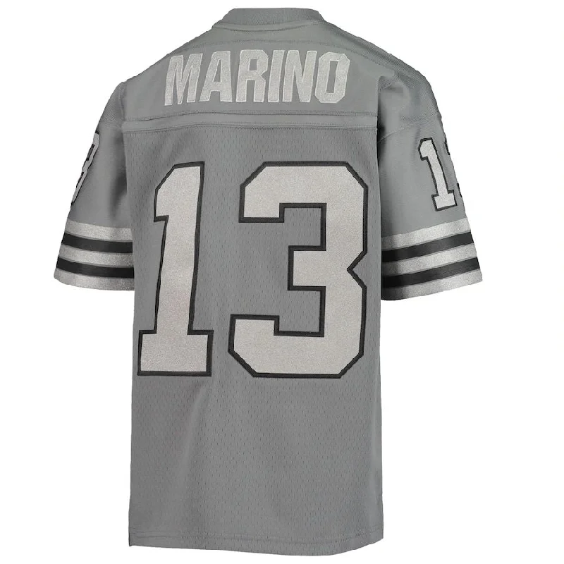 M.Dolphins #13 Dan Marino Mitchell & Ness Charcoal 1984 Retired Player Metal Replica Jersey Stitched American Football Jerseys-NFL NFL Team Jersey -