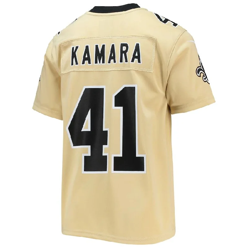 NO.Saints #41 Alvin Kamara Gold Inverted Team Game Jersey Stitched American Football Jersey-NFL Retro Game Jersey -