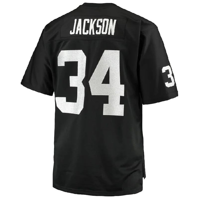 LV. Raiders #34 Bo Jackson Mitchell & Ness Black Big & Tall 1988 Retired Player Replica Jersey Stitched American Football Jerseys-NFL Custom Jersey Online -