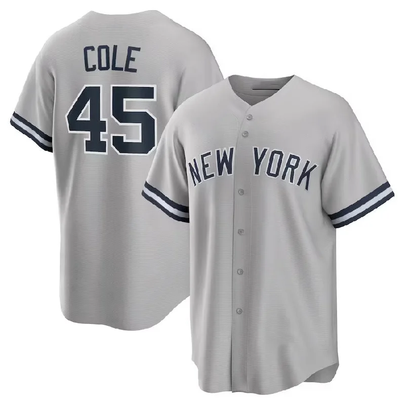 New York Yankees #45 Gerrit Cole Road Replica Player Name Jersey - Gray Stitches Baseball Jerseys-NBA Best-Selling Jersey -