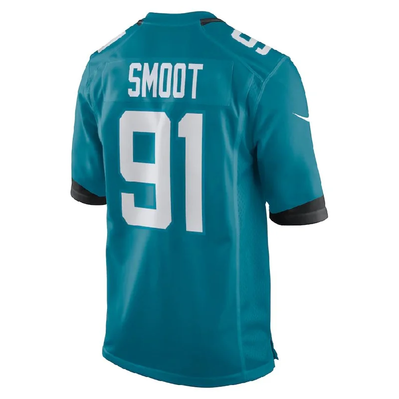 J.Jaguars #91 Dawuane Smoot Teal Game Jersey Stitched American Football Jerseys-NFL Limited Edition NFL Player Jersey -