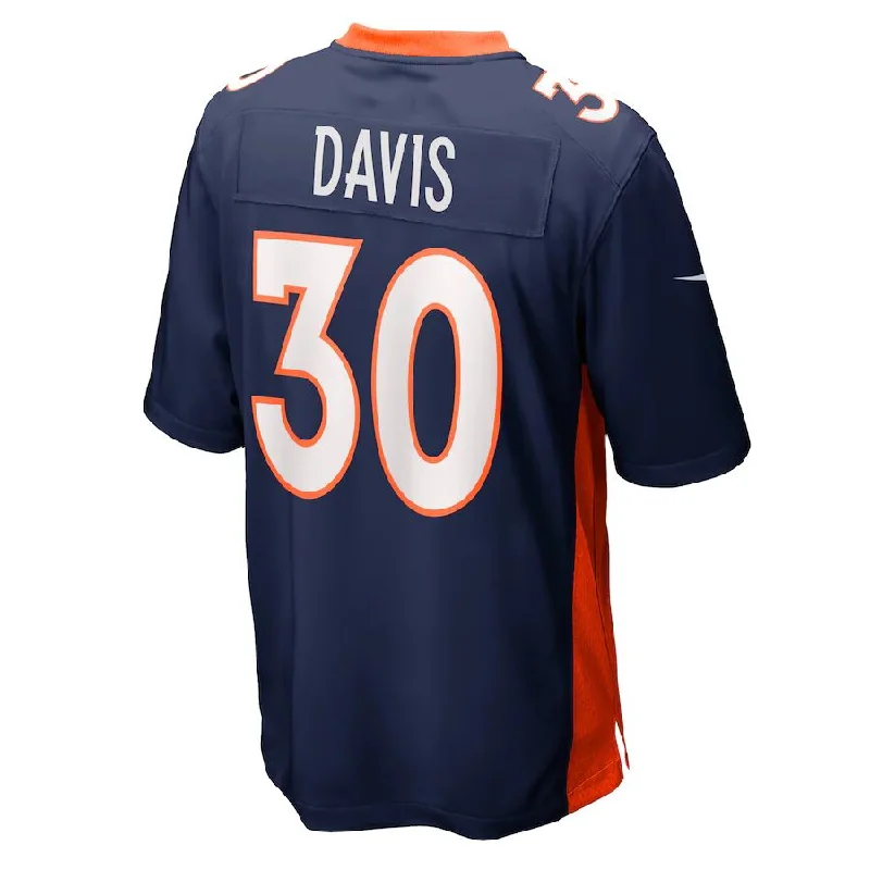 D.Broncos #30 Terrell Davis Navy Retired Player Jersey Stitched American Football Jerseys-NFL Football Jersey with Player's Number -